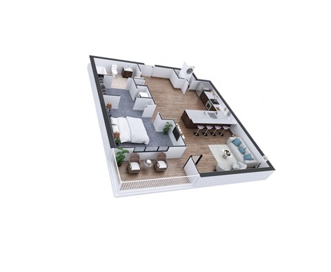 a floor plan of a house with a bedroom and a living room